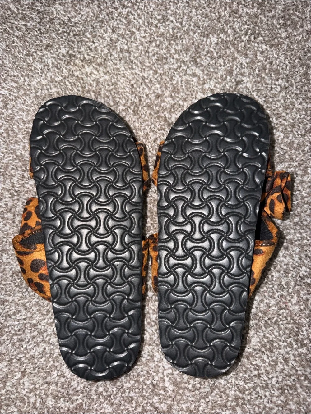Leopard Bow Slide Sandals - Women
